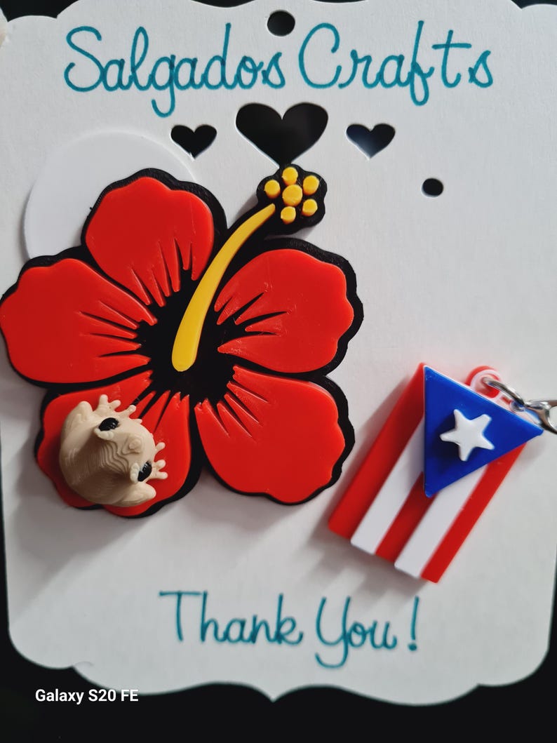 Flor de maga con coqui badge reel Puerto Rico ID holder image 5