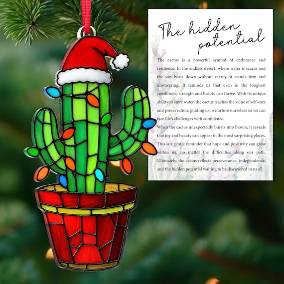 Cactus Christmas Ornament, Stained Glass Style Cactus Decor, Resilience  Story Gift, Holiday Ornament With Meaning, Unique Christmas Gift - Etsy