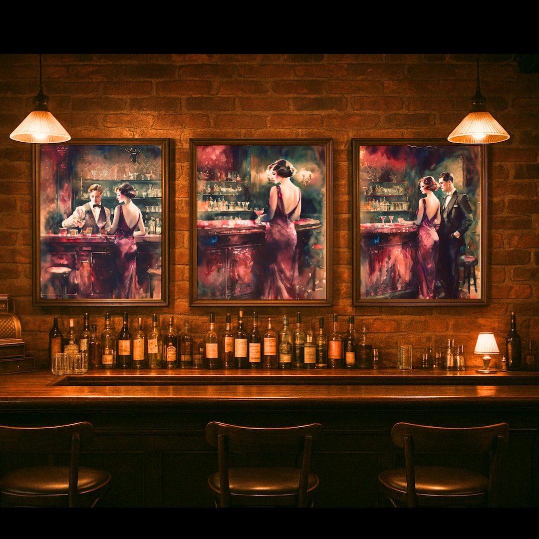 1920s Speakeasy Wall Art 3 Piece Set Digital Print: Vintage Cocktail ...
