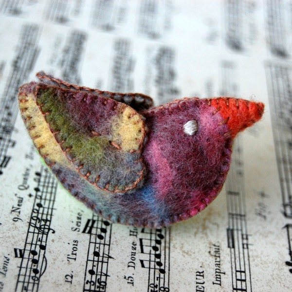 Pastel colors Felt Love Bird Toy --Handmade Felt UNIQUE pure wool felted bird