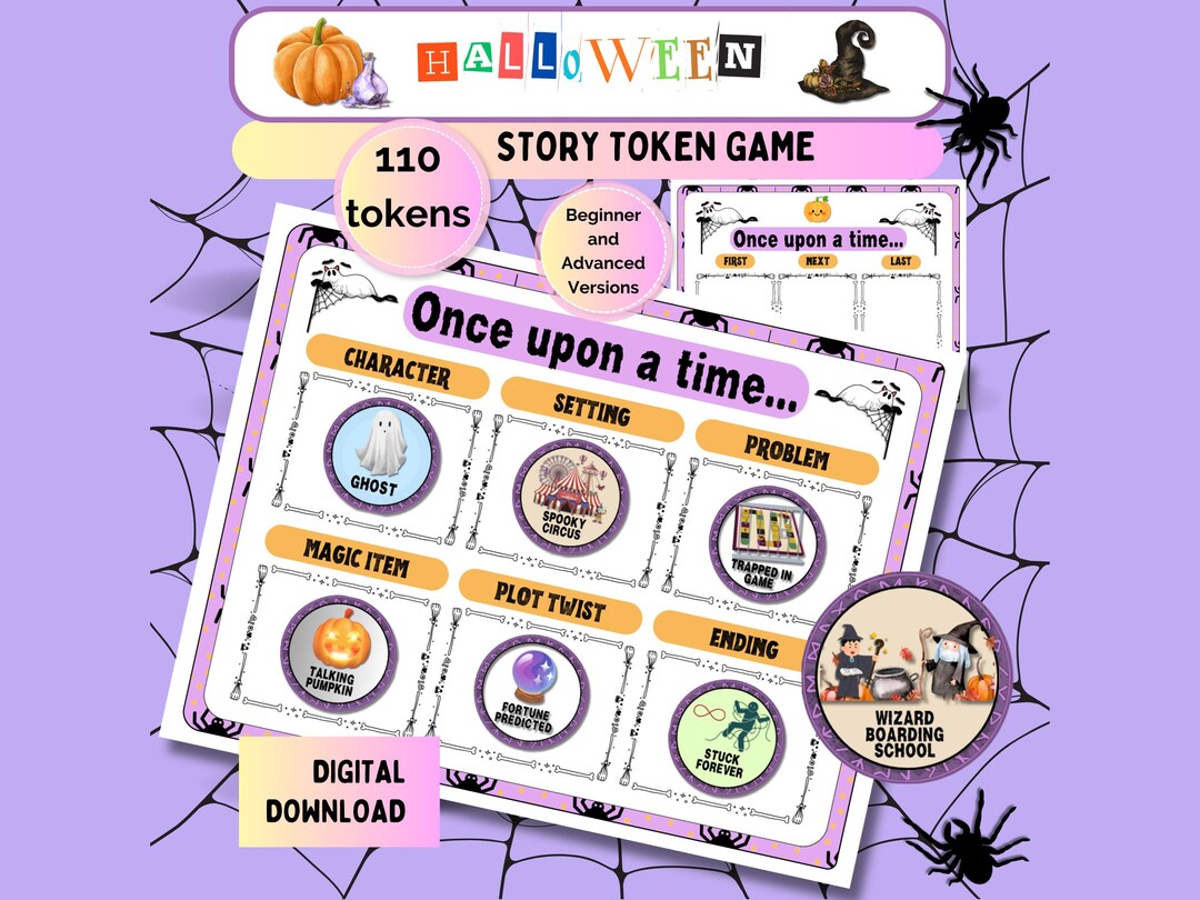 Halloween Story Token Game, Creative Writing Prompt (digital Download ...