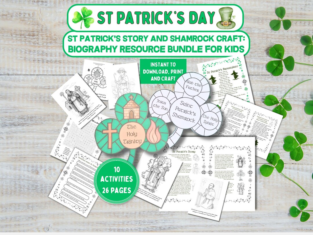 Saint Patrick’s Story Activity Bundle & Shamrock Craft: St Pat ...