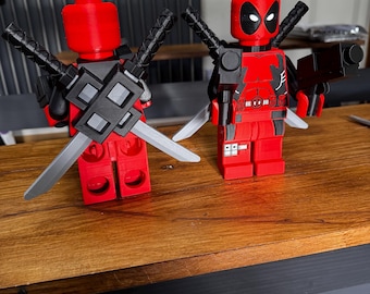 Modelo Lego de Deadpool impreso en 3D de 22 cm