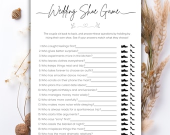 Wedding Shoe Game Template, Fun Wedding Game, Bride & Groom game, Couple Questions, Bridal Shower Shoe Game, His Or Her Shoe Game, Canva PDF