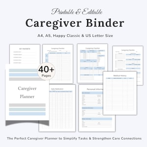 Caregiver Planner Bundle, Caregiver Daily Log, Caregiver Binder, Caregiving Checklist, Caregiver Journal, Medical Binder, Emergency Binder