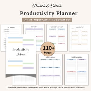 Ultimate Life Productivity Planner, ADHD Daily Productivity Plan, Work Day Organizer, Office Checklist, (Digital Download)