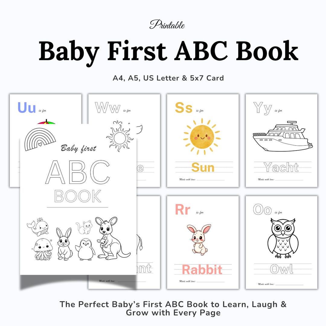 First ABC Baby Shower Coloring Book Activity, Baby's First ABC Book ...