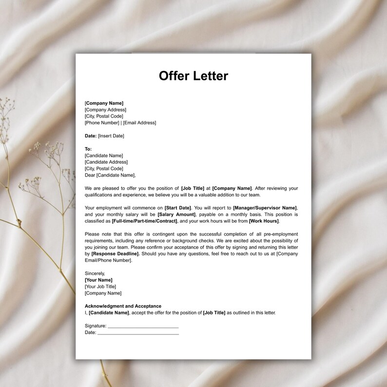 Editable Job Offer Letter Canva Template, Contract Job Offer Letter ...