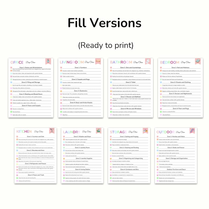 Store Room Collection Checklist Editable ADHD Cleaning Checklist by Room, Flylady Cleaning Schedule ...