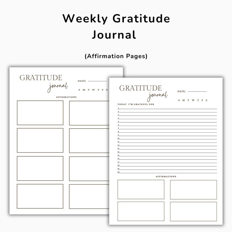 Weekly Gratitude Journal Printable, Gratitude Prompts Journal, Daily Gratitude Log, Self Care ...