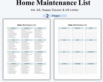 Home Maintenance Checklist, Yearly Home Planner, Home Maintenance Planner, Home Improvement Binder, Household Management, Home Inspection