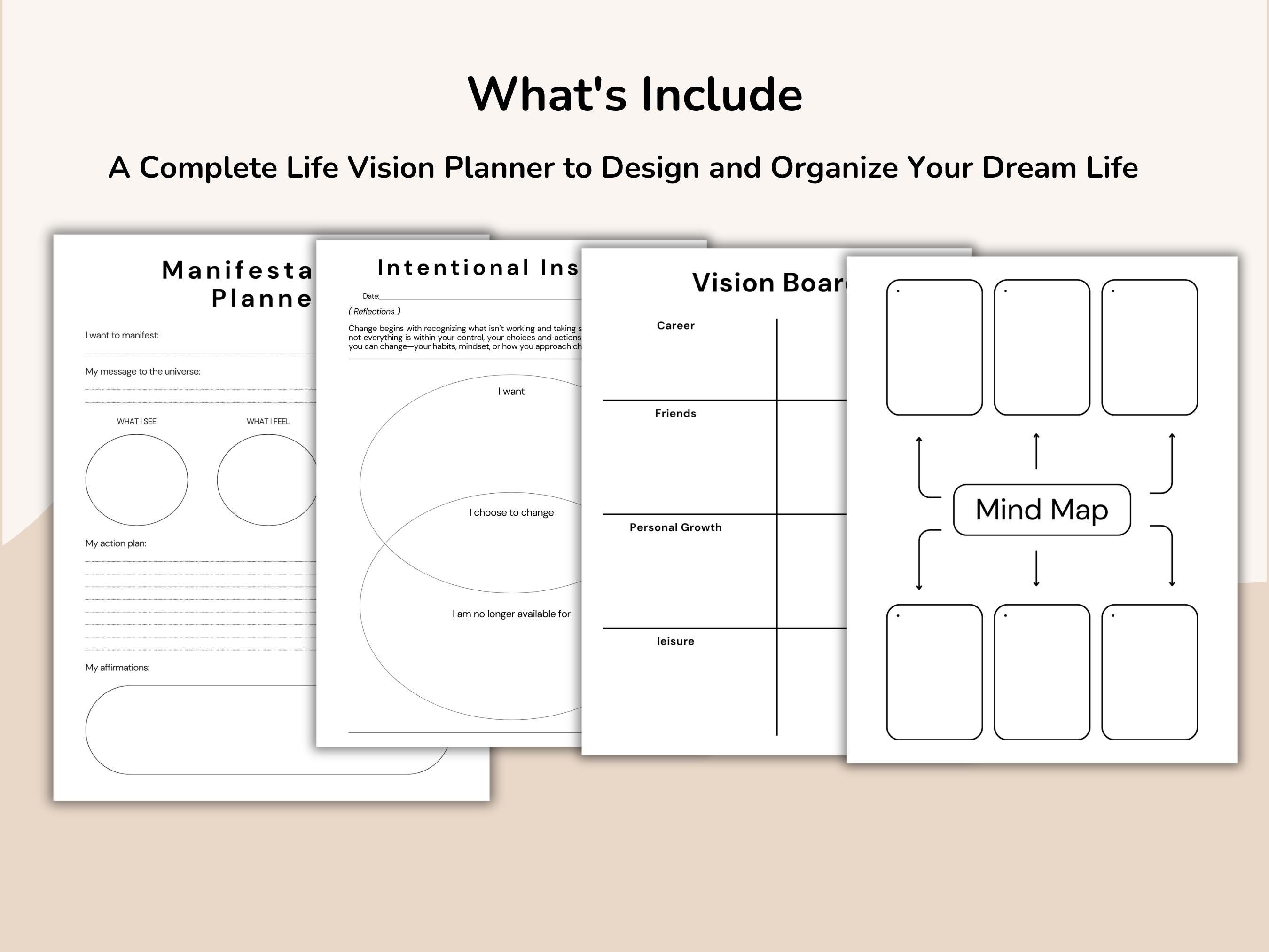 Life Vision Board Planner, Dream Life Planner, Life Goal Binder, Vision ...