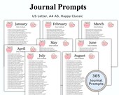 365 Daily Gratitude Journaling Prompts, 2026 Bullet Journal, Yearly tracker, Monthly Cover Pages, Self Care, Daily reflection, Vision Board