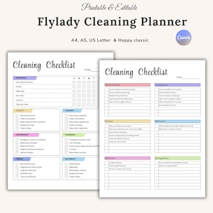 Planer sprzątania Fly Lady, szablon harmonogramu sprzątania dla osób z ADHD, lista kontrolna gospodarstwa domowego w formacie PDF, główna lista sprzątania, gruntowne sprzątanie, sprzątanie strefowe, do druku