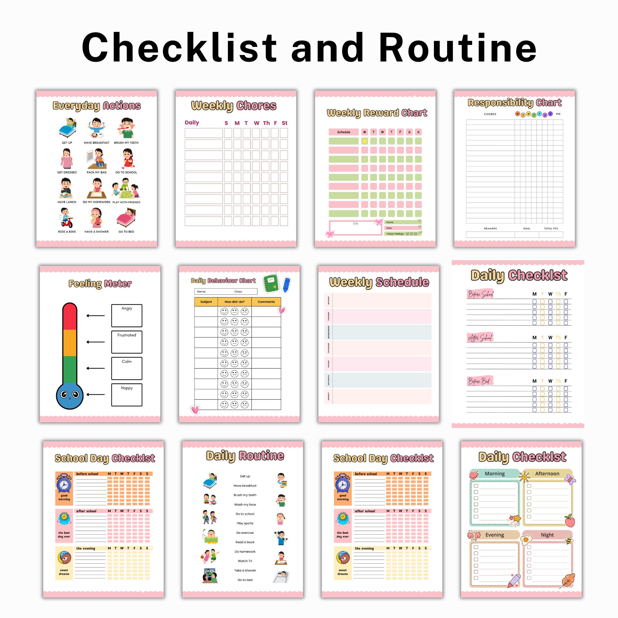 Kids ADHD Executive Function Printable, Kids Routine Planner & Habit ...