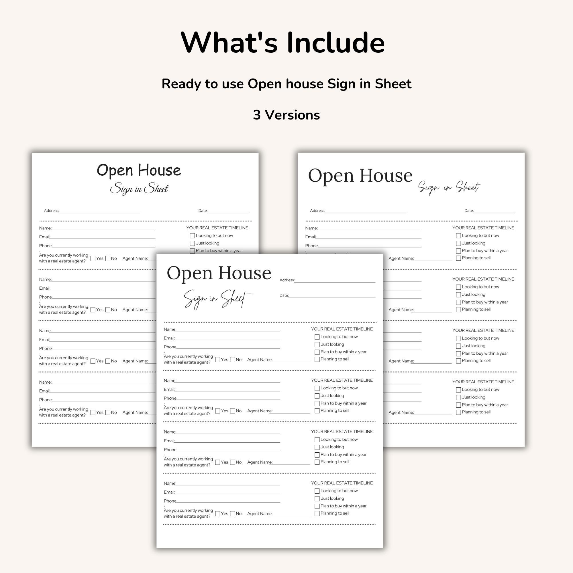 Open House Sign In Template Editable Open House Sign in Sheet Template, Real Estate Open House Sign ...