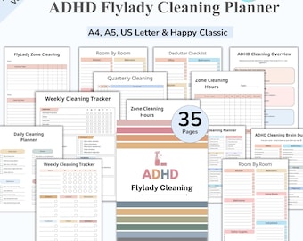 ADHD Fly Lady Cleaning Schedule, ADHD Cleaning Planner, Residential Cleaning Checklist, Deep Cleaning, Household Kids Chores, Printable