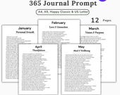 365 Journaling Prompts, Self Love Journal PDF, Reflection And Wellness Prompts, New Year Resolution, Mental Health Guided Journal, Printable