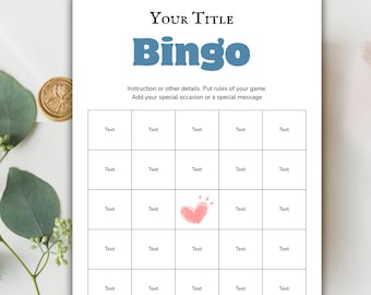Blank Bingo Card Printable, Blank Bingo Template, Team Building Game, Editable Bingo Card, Classroom Game Bingo, Party Activity Bingo Game
