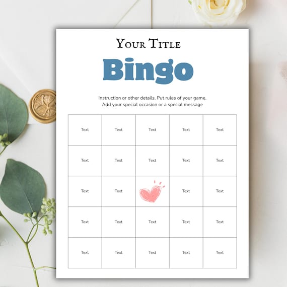 Blank Bingo Card Printable, Blank Bingo Template, Team Building Game, Editable Bingo Card, Classroom Game Bingo, Party Activity Bingo Game