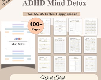 ADHD Mind Detox Planner, Brain Dump Worksheet, ADHD Planner Bundle, Adhd Productivity, Self Care Checklist, Daily Task, Time Management, PDF