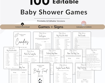 Modern Baby Shower Games bundle, Baby Word Search, Draw The Baby, Baby Pictionary Game, Baby Shower Quiz, Baby Mad Libs, Baby Family Feud