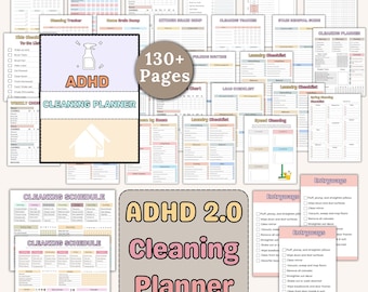 ADHD Cleaning Planner PDF Bundle, ADHD Weekly Adult Planner, House Cleaning Schedule, Master Cleaning Checklist, Deep Cleaning, Decluttering