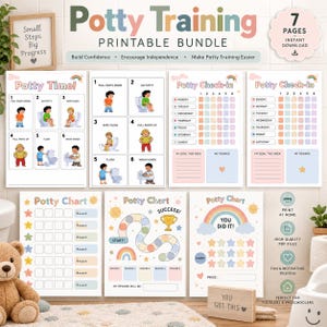 Kinder Töpfchen-Trainingstabelle zum Ausdrucken, Töpfchen-Routine, visuelles Toilettenlern-Arbeitsblatt für Kleinkinder, Belohnungstabelle, Töpfchen-Zertifikat