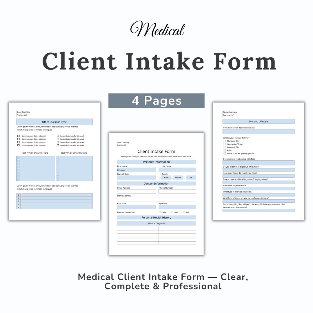 Client Intake Google Sheet Forms, New Esthetician Intake Forms Bundle ...