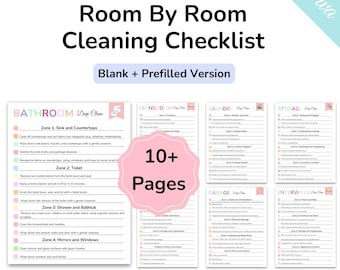 Editable ADHD Cleaning Checklist By Room, Flylady Cleaning Schedule Planner, Kids Cleaning Cards, Declutter Checklist, DIGITAL DOWNLOAD pdf