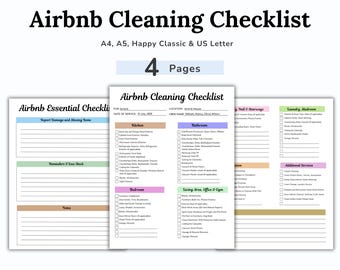 Airbnb Cleaning Checklist Template, Airbnb Essentials Checklist, Cleaning Schedule, Home Cleaning Guide, Vacation Rental, Short-Term Rental
