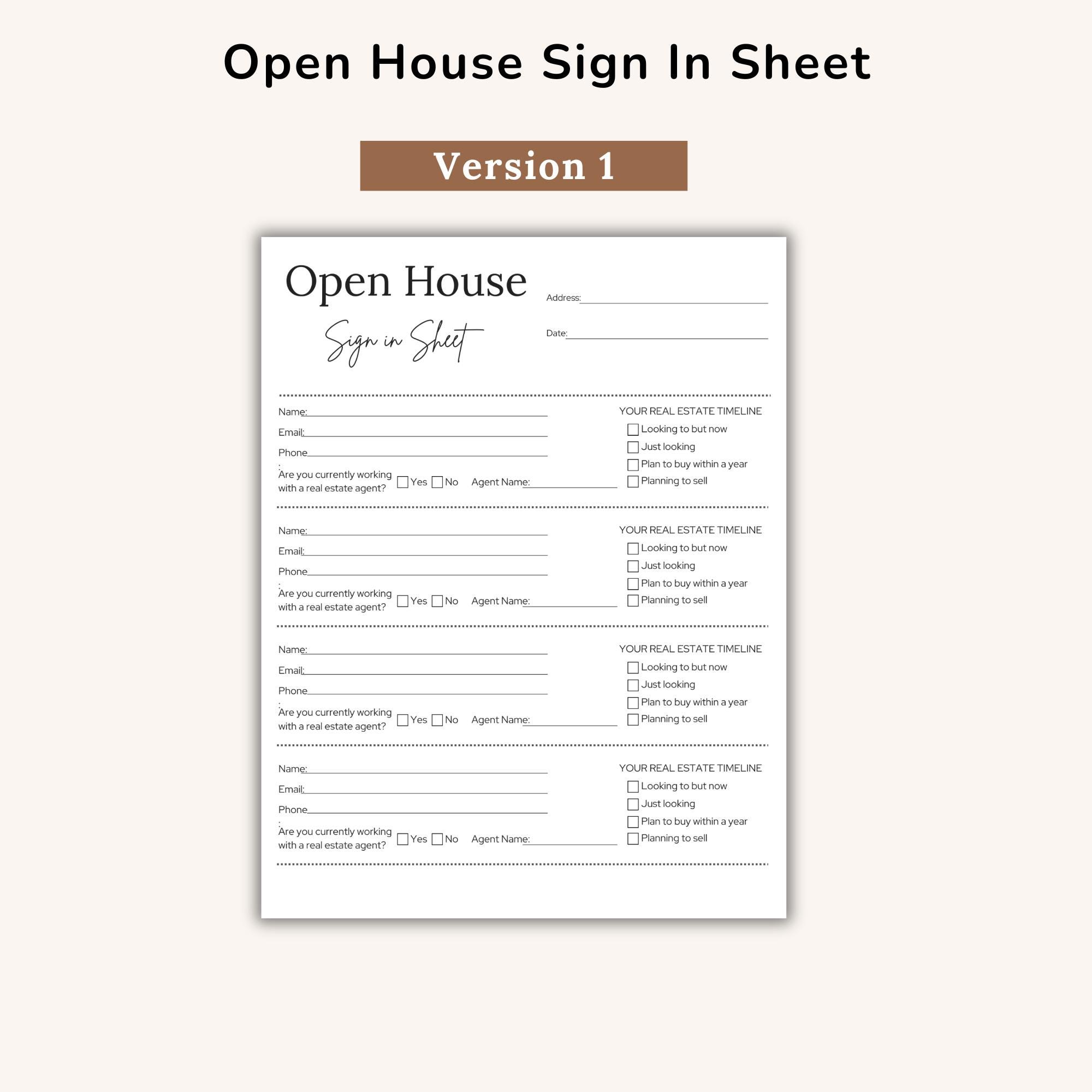 Open House Sign In Template Editable Open House Sign in Sheet Template, Real Estate Open House Sign ...