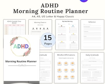 ADHD Morning Routine Planner, morning checklist, Priority List, Daily Focus Planner, Mindful Affirmation, Time Management, ADHD Daily Habits