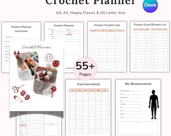 Crochet Project Planner, Editable Crochet Guide, Knitting Planner, Crochet Sheets, Crochet Organizer PDF, Crochet Patterns and Supplies, A4