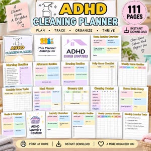 ADHD Cleaning Planner Bundle, ADHD Home Organizer, ADHD Weekly Adult Planner, Adhd Task Tracker, Adhd House Chores Checklist, Printable Pdf