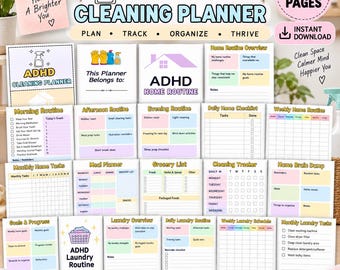 ADHD Cleaning Planner Bundle, ADHD Home Organizer, ADHD Weekly Adult Planner, Adhd Task Tracker, Adhd House Chores Checklist, Printable Pdf