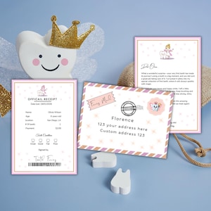 Editable Mini Tooth Fairy Set, Tooth Fairy Receipt Printable, Tooth Fairy Letter, Mini Tooth Fairy Envelope, Customizable Tooth Fairy Set