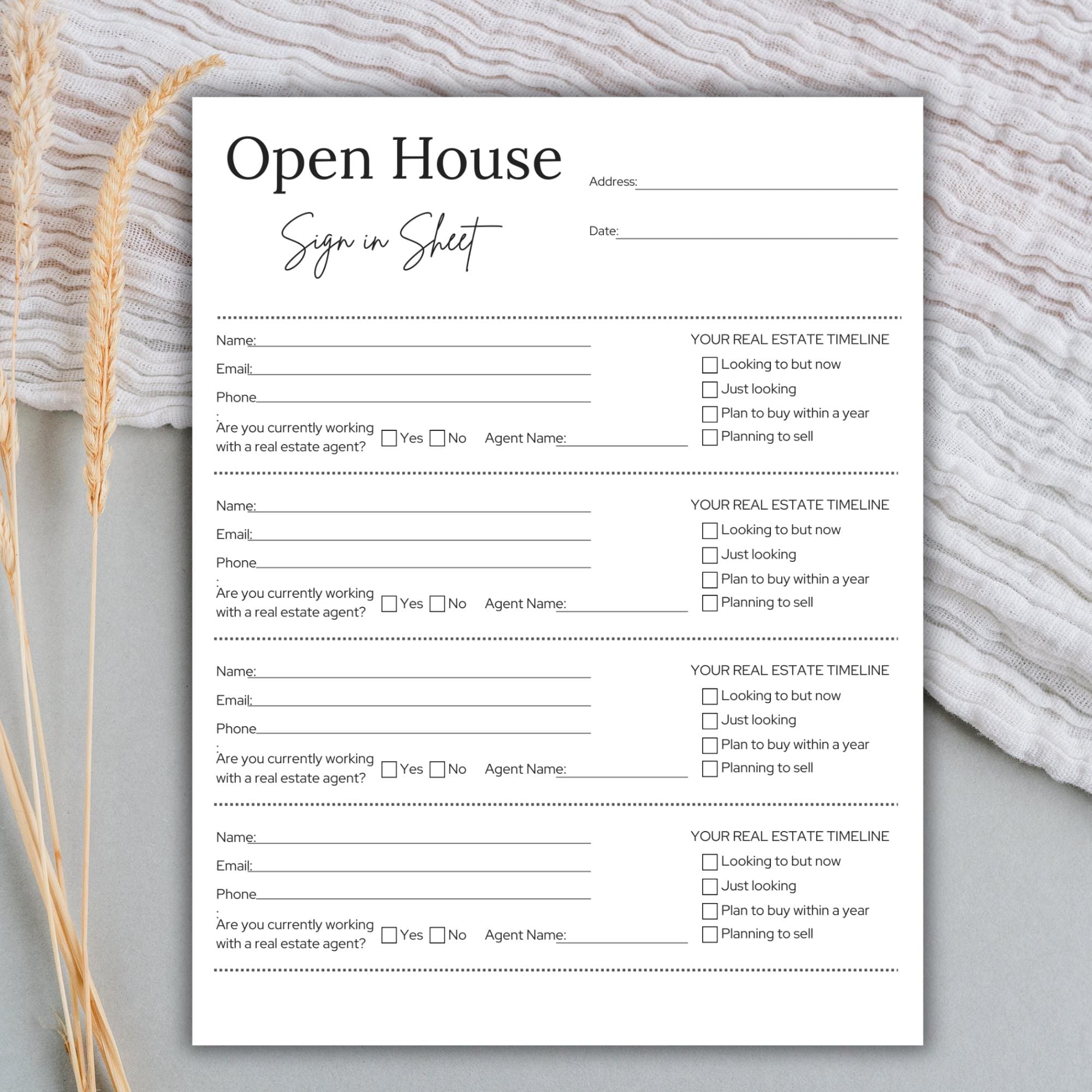 Open House Sign In Template Editable Open House Sign in Sheet Template, Real Estate Open House Sign ...