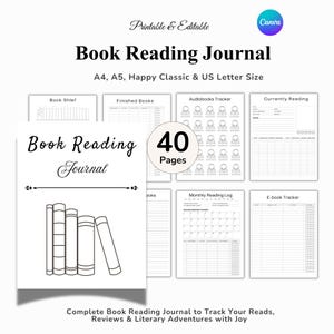 Book Reading Planner Pages, Book Reading Journal 2025 PDF, Book review log book, Monthly Reading journal, Book Tracker, Reading Challenge