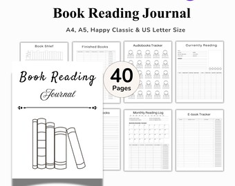 Book Reading Planner Pages, Book Reading Journal 2025 PDF, Book review log book, Monthly Reading journal, Book Tracker, Reading Challenge