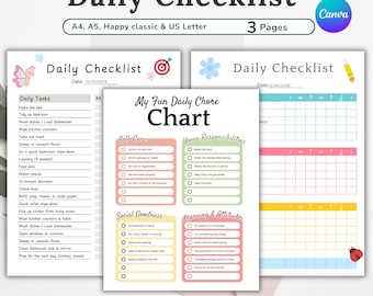 Editable Daily Task Checklist, Weekly To Do List, Kids Daily Routine, Kids School Checklist, Homeschool Checklist, House Chore Chart, Tasks