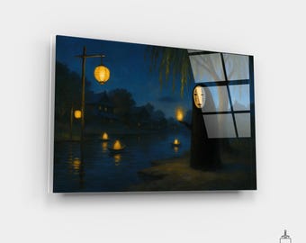 Spirited Away No Face Print, Anime Canvas Poster, Hayao Miyazaki Wall Art, Studio Ghibli Gift, Japanese Fantasy Art