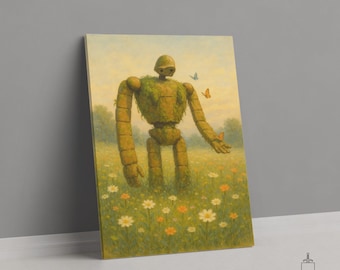 Schloss im Himmel Roboter Druck, Laputian Roboter Trooper Poster, Hayao Miyazaki Leinwand, Ghibli Wandkunst, Roboter Von Laputa, Fantasy Film Kunst