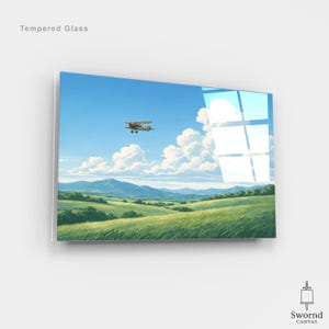 Impresión de paisaje inspirado en "El viento se levanta", lienzo de avión vintage, póster estilo Ghibli, regalo natural para decoración del hogar