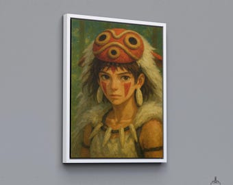 San Portrait Canvas Poster, Princess Mononoke Canvas Portrait, Studio Ghibli Wall Art, Anime Canvas Poster