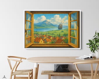 Schloss ziehen Leinwand Kunst |  Hayao Miyazaki Poster | Studio Ghibli Leinwand | Anime Dekor