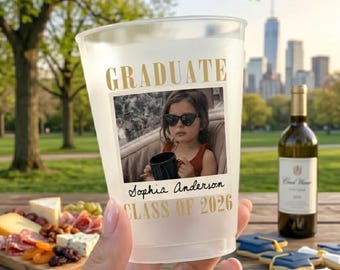 Custom Photo Graduation Frosted Cups, Class of 2026 Party Favors, Personalized College Grad Cups, High School Graduation Decor, Picture Cup