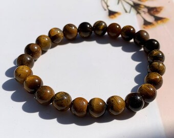 Tiger Eyes Gemstone Stretch Bracelet: Handmade Healing Jewellery