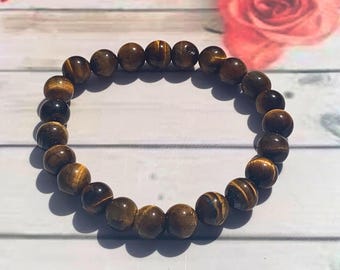 Tiger Eyes Gemstone Stretch Bracelet: Handmade Healing Jewellery