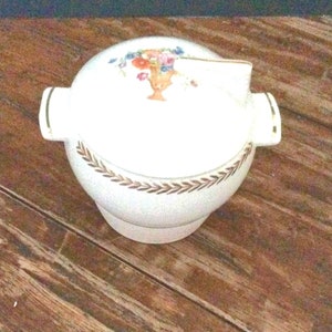Vintage Sebring Pottery Sugar Bowl/ Replacement Sugar Bowl /  Island Pattern / Art Deco China/ Floral Bouquet Sugar Bowl / Retro Sugar
